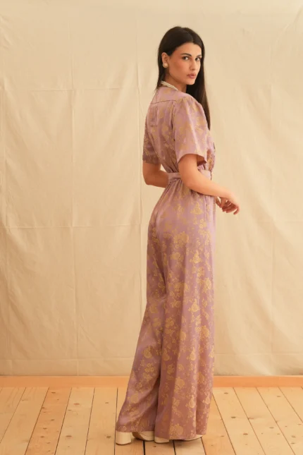 Georgina Trikogia | Melissa Jacquard Jumpsuit: κομψό γυναικείο ολόσωμο κοστούμι με jacquard ύφασμα. - View 2