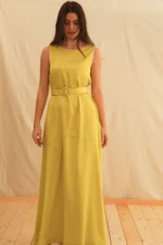 Georgina Trikogia | Lime Jacquard Maxi Dress - Image 3
