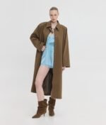Γυναικεία καμπαρντίνα Sunsetgo Ophelia Long Trench Coat Brown, ιδανική για την άνοιξη και το φθινόπωρο.