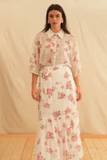 Georgina Trikogia | Pink Rose Polymorphic Skirt - εντυπωσιακή ροζ φούστα με σχέδιο τριαντάφυλλο. - View 2