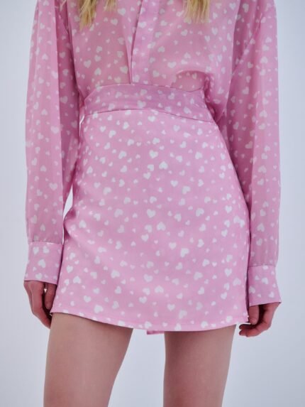Combos | Pink Skirt Mini Hearts: Ροζ μίνι φούστα με καρδιές από την Combos, ιδανική για κομψές εμφανίσεις.