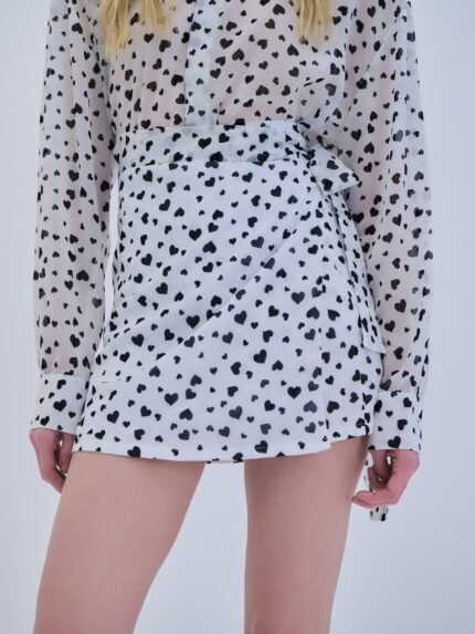 Combos White Skirt Mini Hearts: Λευκή μίνι φούστα με σχέδιο καρδούλες από την Combos. - View 2