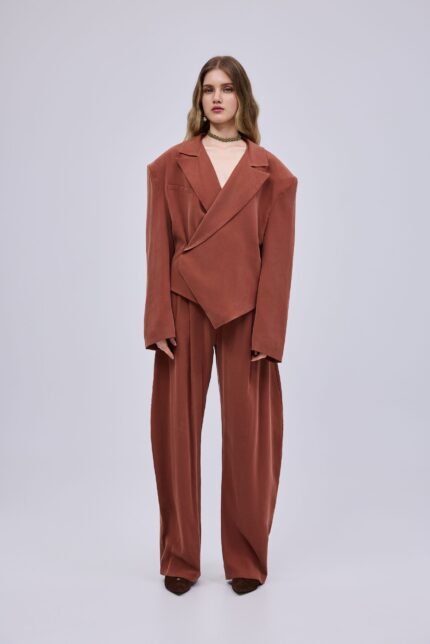 Γυναικείο παντελόνι Twill Pants Ecai της Studio 83, μπεζ, για μοντέρνο στυλ.