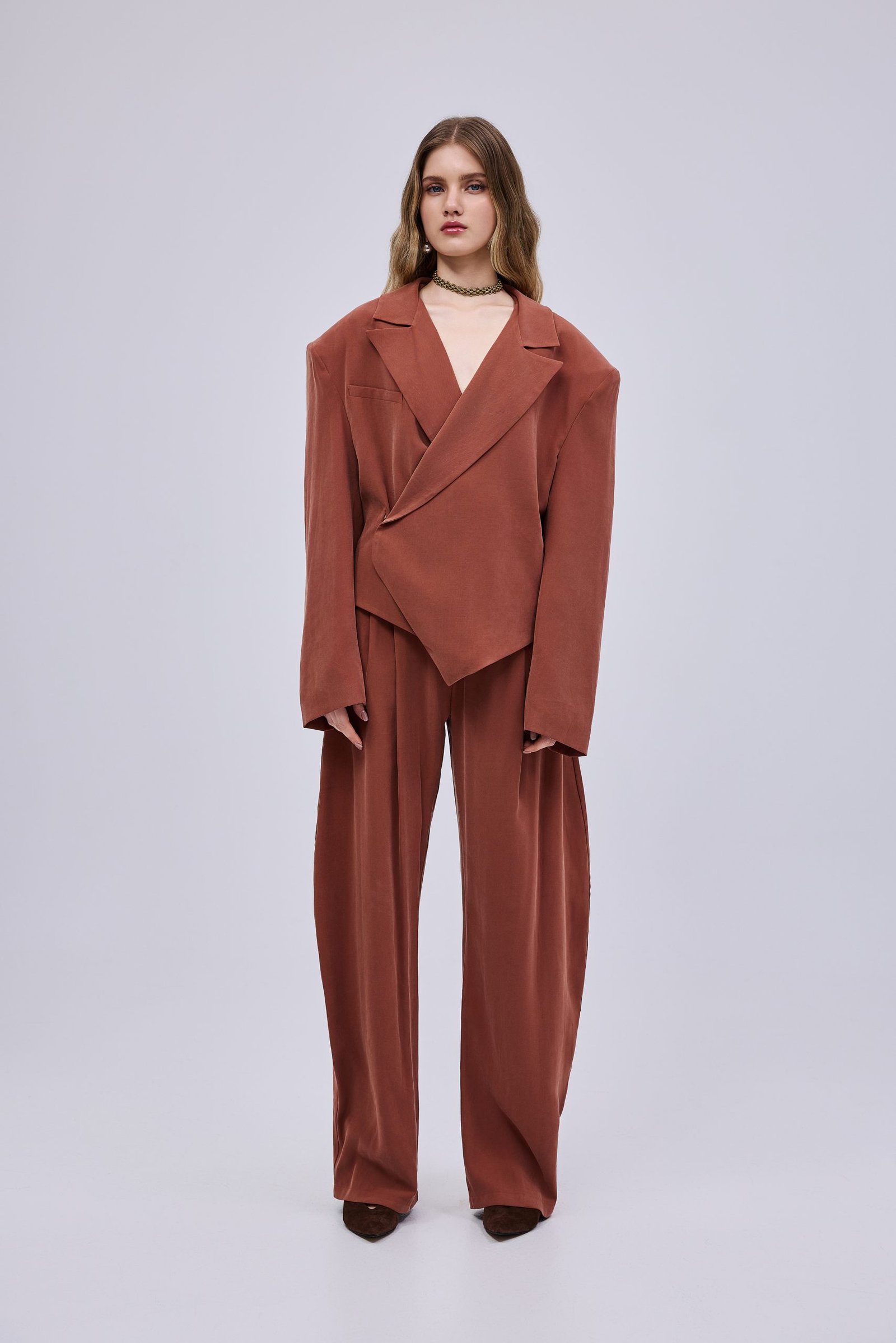 Γυναικείο παντελόνι Twill Pants Ecai της Studio 83, μπεζ, για μοντέρνο στυλ.