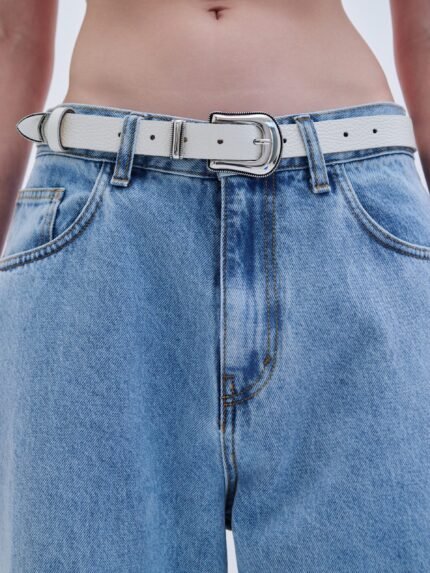 Combos | Belt Leather Metal V Tip white