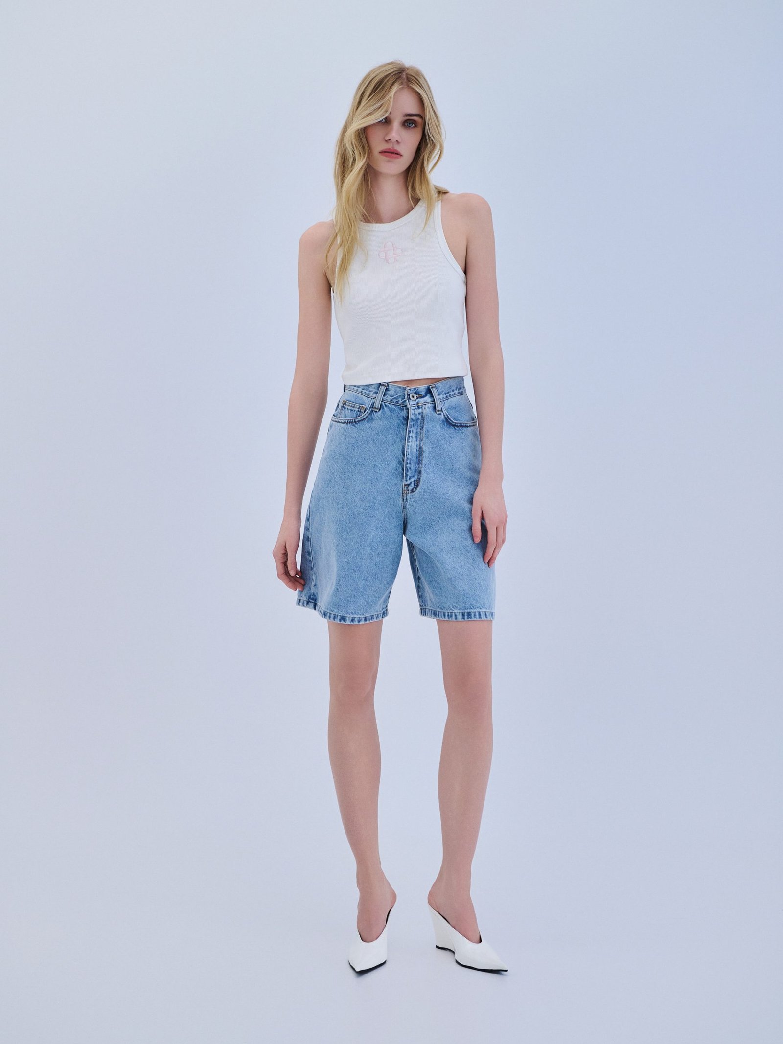 Combos | blue Denim Bermuda High Rise Baggy