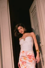 5 pm | Coral White Strapless Top