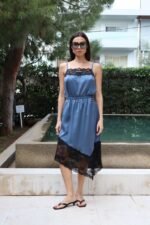 Inna Manoli | blue satin lace set