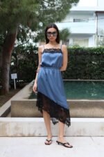 Inna Manoli | blue satin lace set - Image 2
