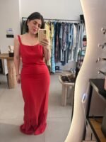 Combos | red Dress Maxi Ruffled