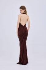 Studio 83 | Halter Rectangle Brown Maxi Dress - Image 3