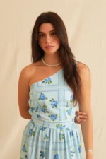 Georgina Trikogia | Blue Rose One Shoulder Maxi Dress - Image 3