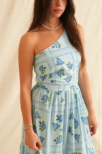 Georgina Trikogia | Blue Rose One Shoulder Maxi Dress - Image 2