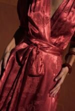 Cayro | Luz jacquard satin terracotta dress - Image 3