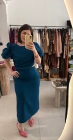 Cayro | Diana petrol cut dress - Image 2