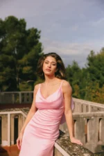 5 pm | Charm Pink Satin Dress - Image 2