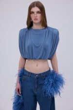 Studio 83 | Padded Crop Top Ivory - Image 2