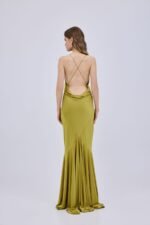 Studio 83 | Halter Triangles Maxi Dress Lime - Image 3