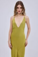 Studio 83 | Halter Triangles Maxi Dress Lime - Image 2