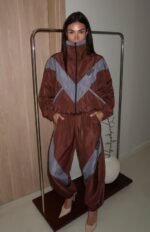 Inna Manoli | Soft Touch Taffeta Set Brown Fabric