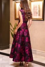 Cayro | Camelia Brocade Jacquard Dress (Fuchsia & Black) - Image 2
