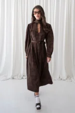 Walnut Georgina Trikogia | Brown Jacquard Polymorphic Maxi Dres