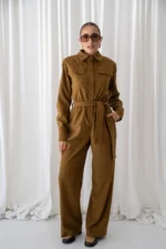 Georgina Trikogia | Olive Sued Jumpsuit